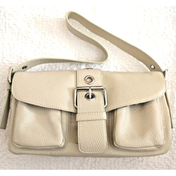 Maxx New York Leather Cream Handbag Shoulder Bag Adjustable Strap 12 x 6 x 3 - Picture 1 of 10